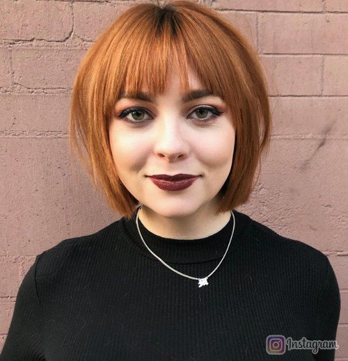 Chin-Length Bob with Side Swept Bangs