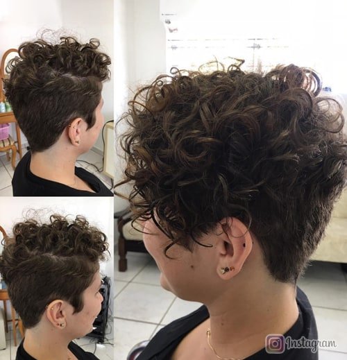 Curly Pixie with Volume on Top