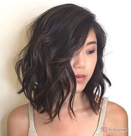 Layered Lob with Side Swept Bangs