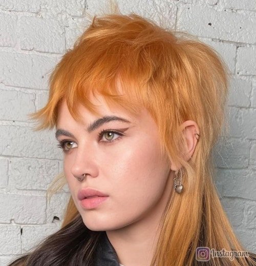 Trendy Mullet with Deep Bangs