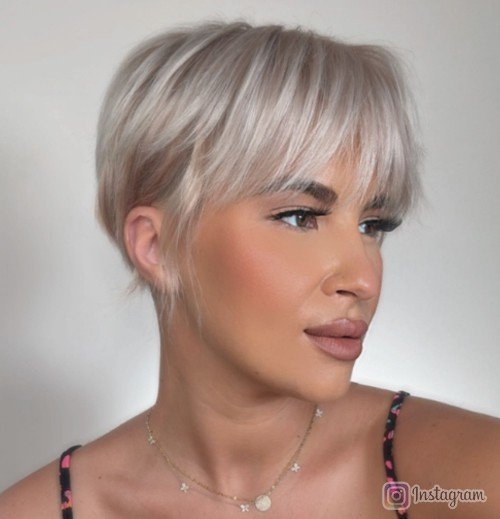 Elegance with Bangs Long Pixie Haircut