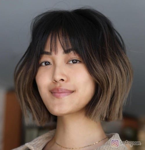 Texture and Volume with Light Brown Ombre on One-Length Bob